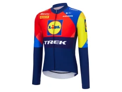 Discount Trek Bikes Santini Lidl-Trek Team Replica LS Thermal Race Jersey Dark Blue/Yellow