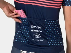 Online Trek Bikes Santini Trek Factory Racing Women's CX Team Replica Cycling Jersey Dark Blue/Radioactive Coral