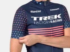 Online Trek Bikes Santini Trek Factory Racing Women's CX Team Replica Cycling Jersey Dark Blue/Radioactive Coral