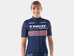 Online Trek Bikes Santini Trek Factory Racing Women's CX Team Replica Cycling Jersey Dark Blue/Radioactive Coral