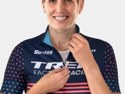 Online Trek Bikes Santini Trek Factory Racing Women's CX Team Replica Cycling Jersey Dark Blue/Radioactive Coral