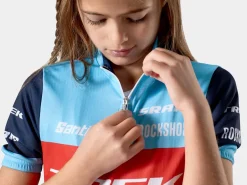 Outlet Trek Bikes Santini Trek Factory Racing XC Team Replica Kids' Cycling Jersey Dark Blue/Azure
